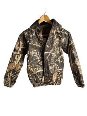 Stearns Dry Wear Kids Camo Hunting Jacket Small Max-4 HD Hooded Full Zip